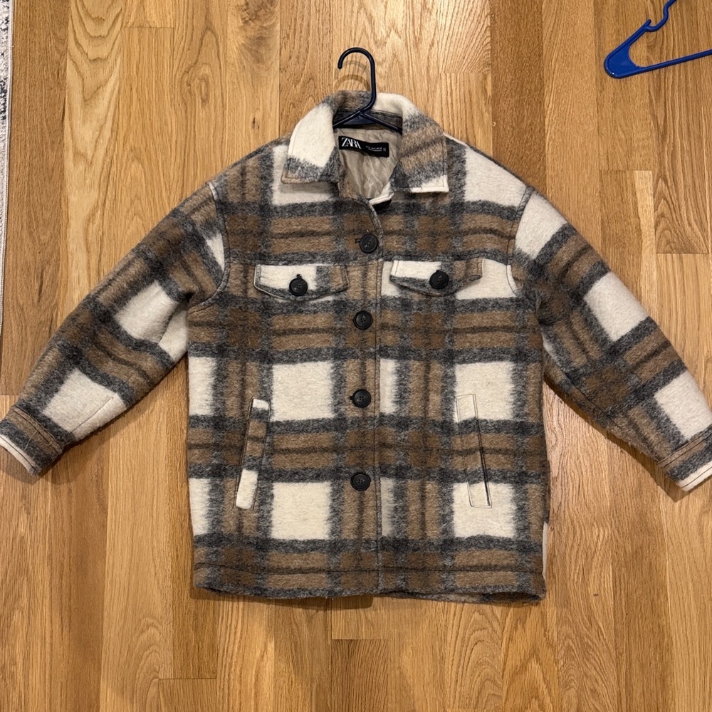 Zara Checkered Jacket in Brown and Cream
